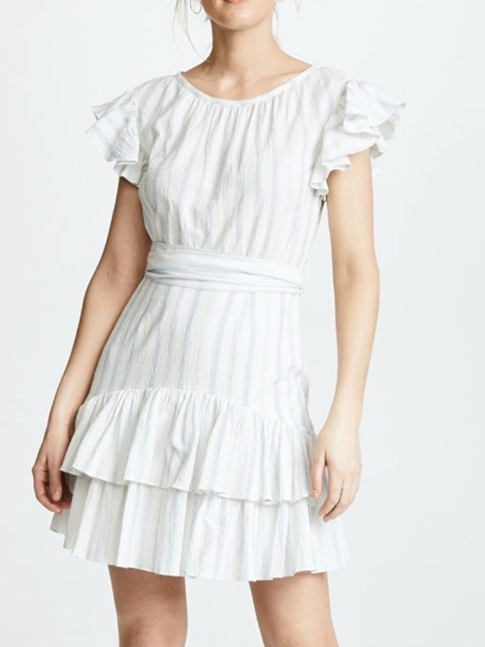 Rebecca Taylor Light Blue and White Striped Gauze Dress